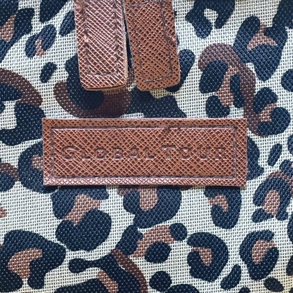 Global Tour Brown Leopard Print Travel Luggage With Zippered Rolling Duffel Bag - Picture 4 of 12